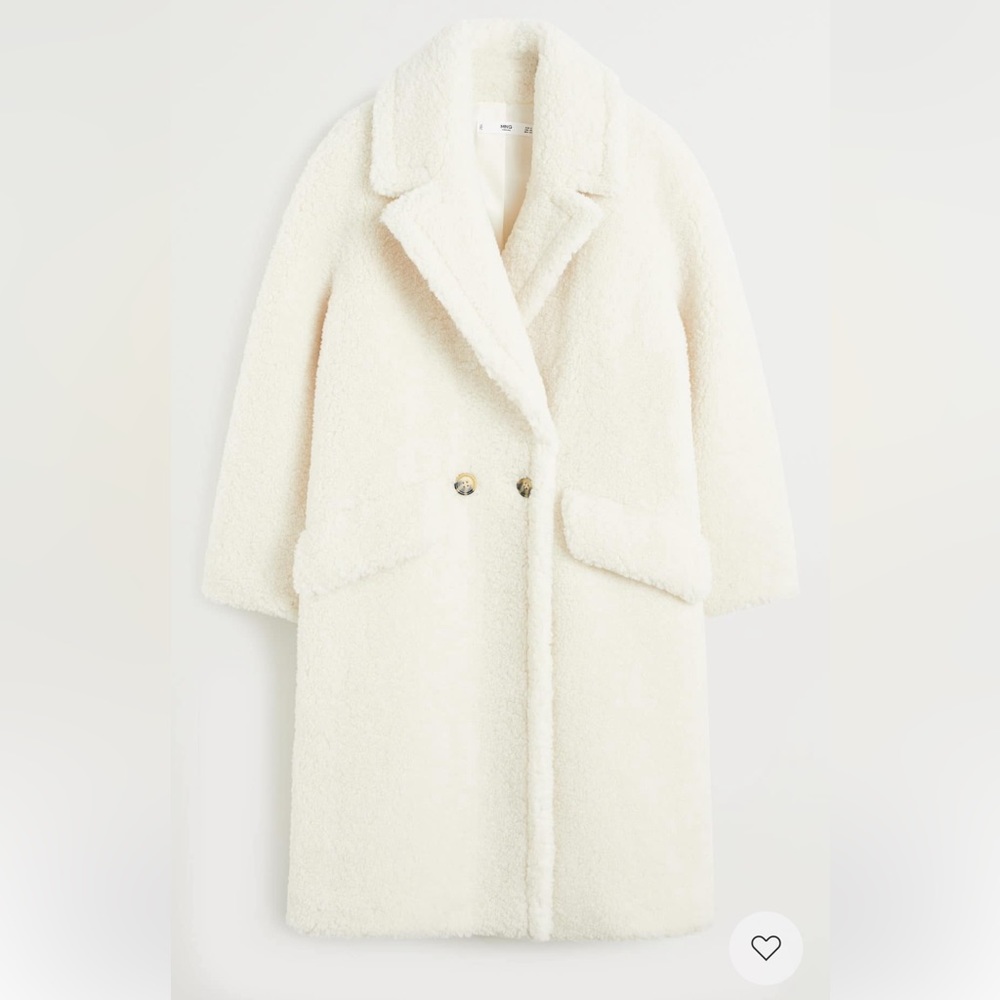 Mango Faux Shearling Coat | Off White | XXS